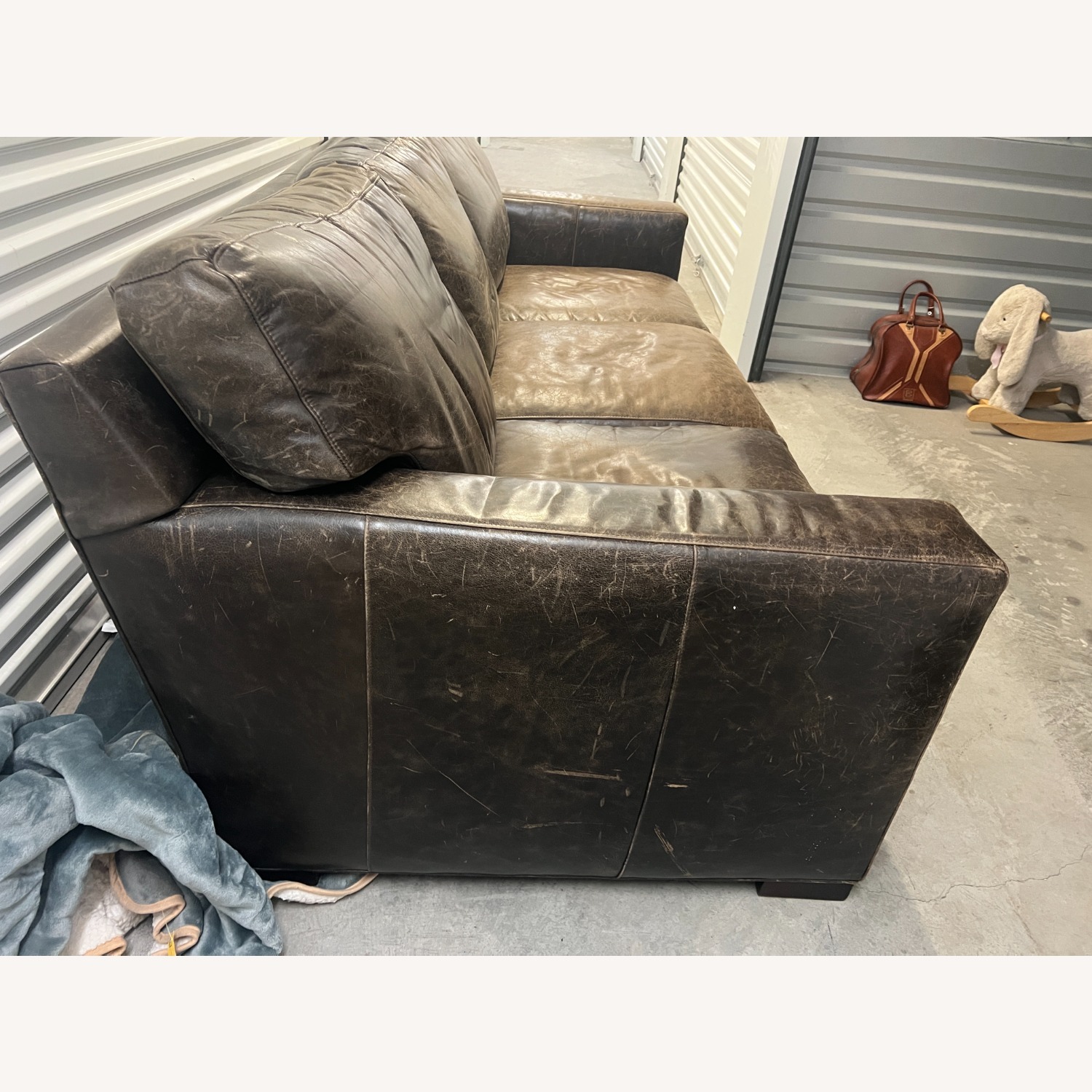 Crate & Barrel Black Leather 3+ Seater Sofa - image-3