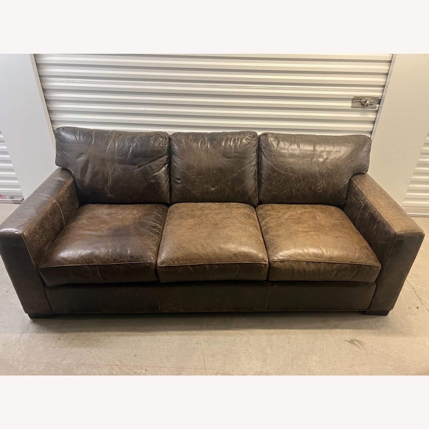 Crate & Barrel Black Leather 3+ Seater Sofa - image-1