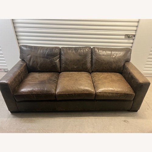 Used Crate & Barrel Black Leather 3+ Seater Sofa for sale on AptDeco