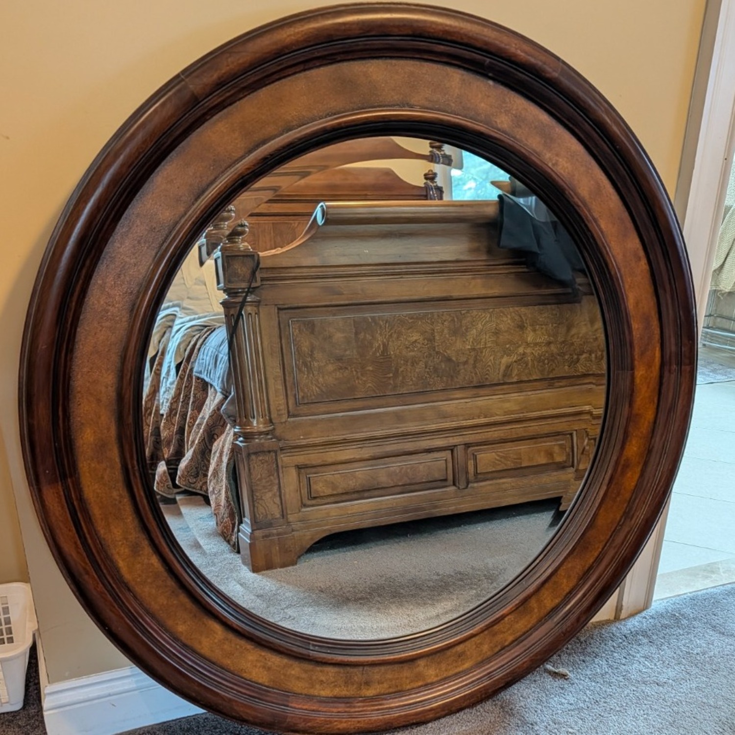 Ethan Allen Wood and Leather Wall Mirror - image-2