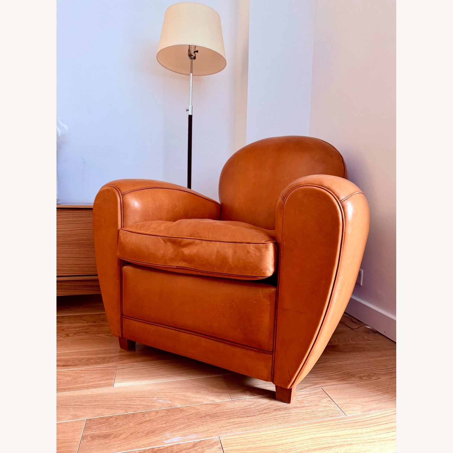 ABC Carpet and Home Light Brown Leather Armchair - image-4