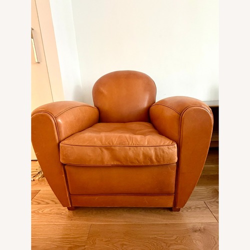 Used ABC Carpet and Home Light Brown Leather Armchair for sale on AptDeco