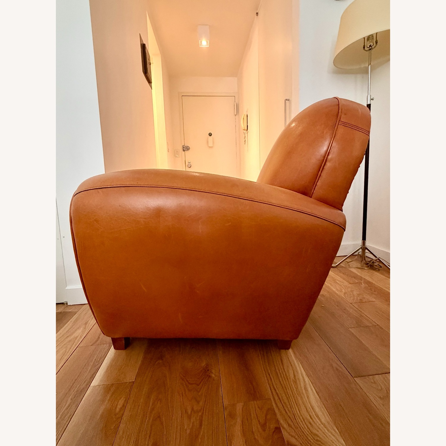 ABC Carpet and Home Light Brown Leather Armchair - image-2