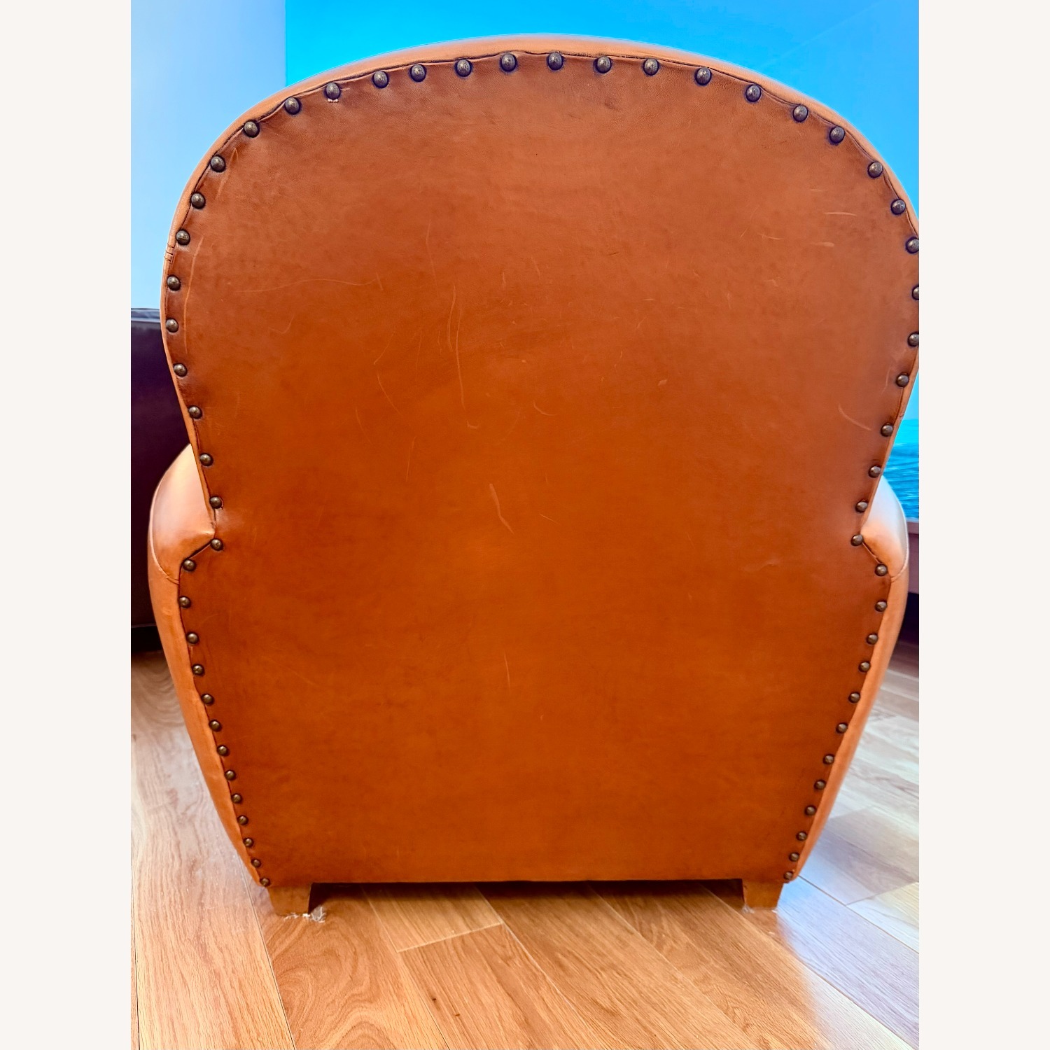 ABC Carpet and Home Light Brown Leather Armchair - image-3