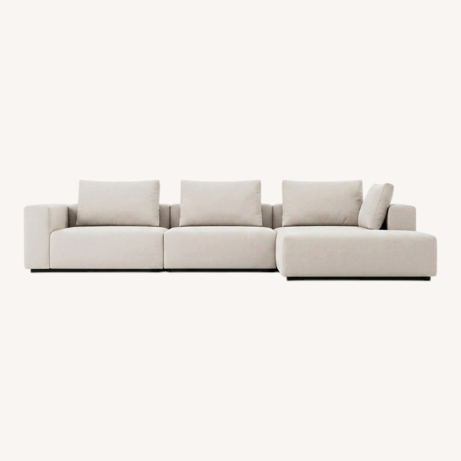 White Fabric 3+ Piece Sectional - image-0