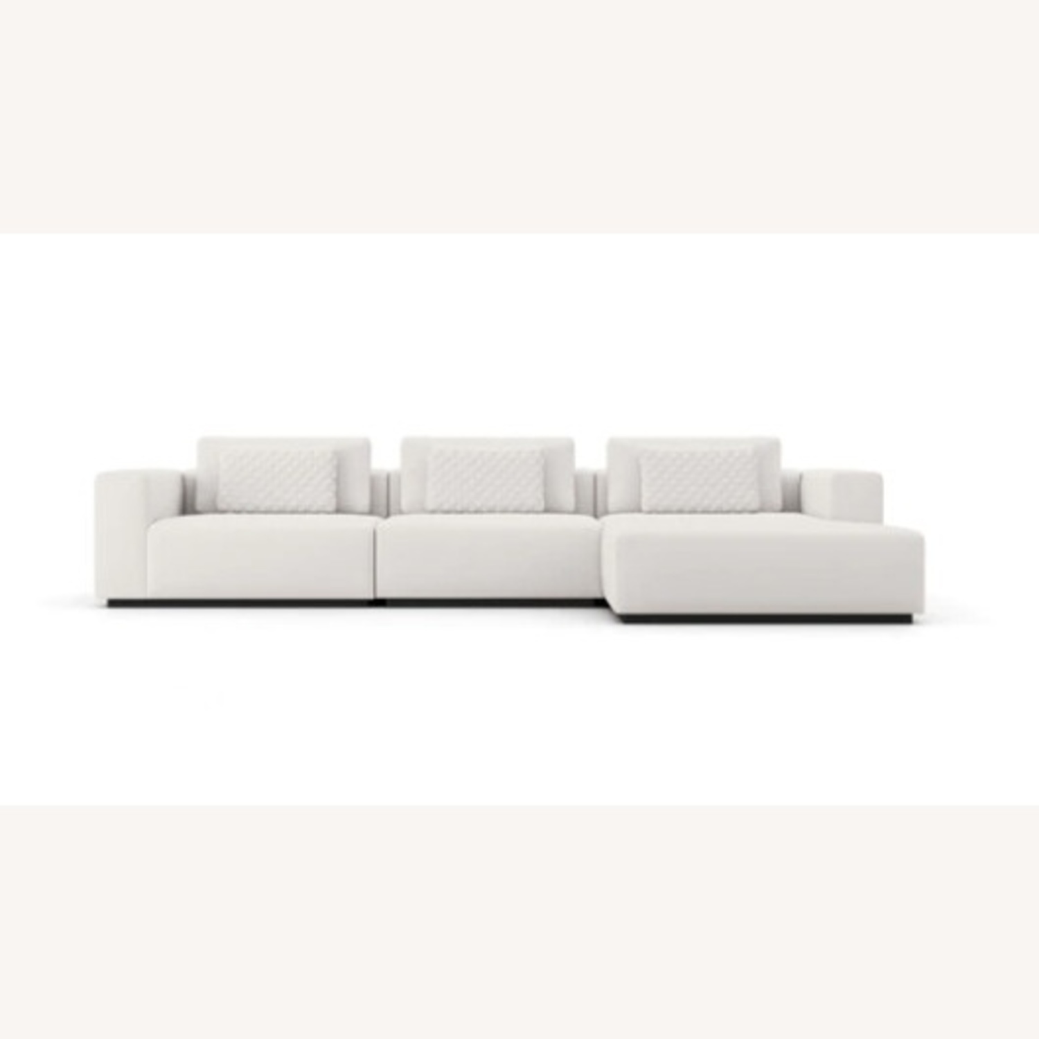 White Fabric 3+ Piece Sectional - image-7