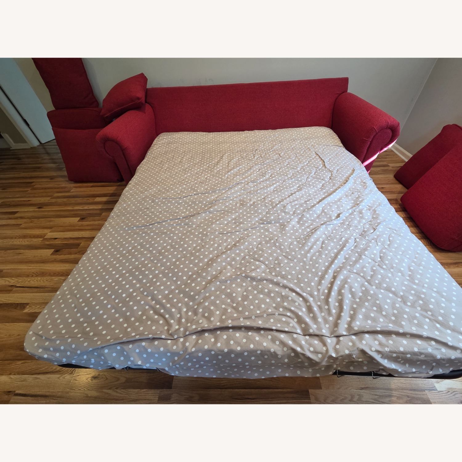 Grace Collection Red Fabric Sleeper Sofa - image-3