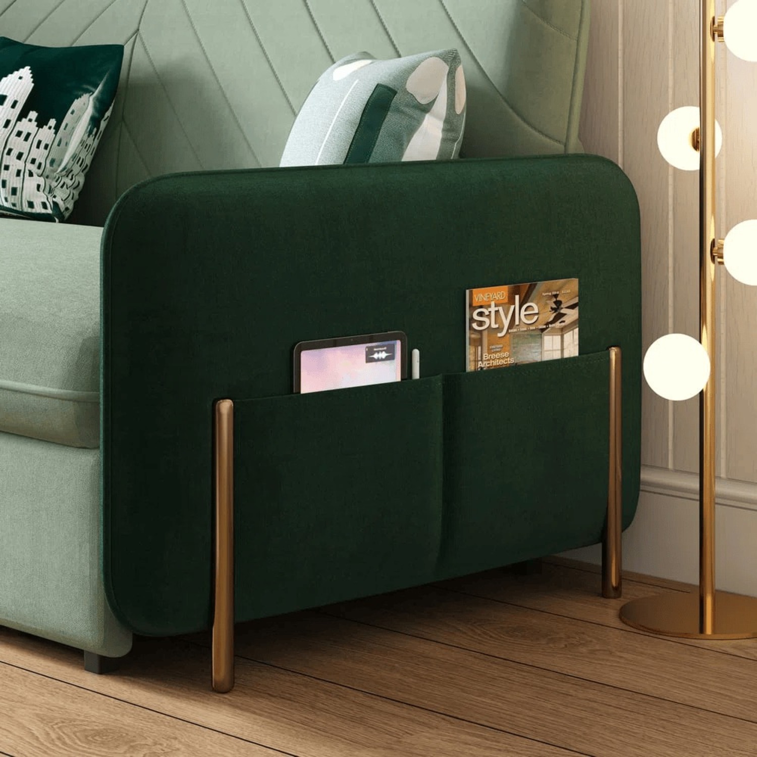 Wayfair Green Velvet Sleeper Sofa Twin 53" - image-6