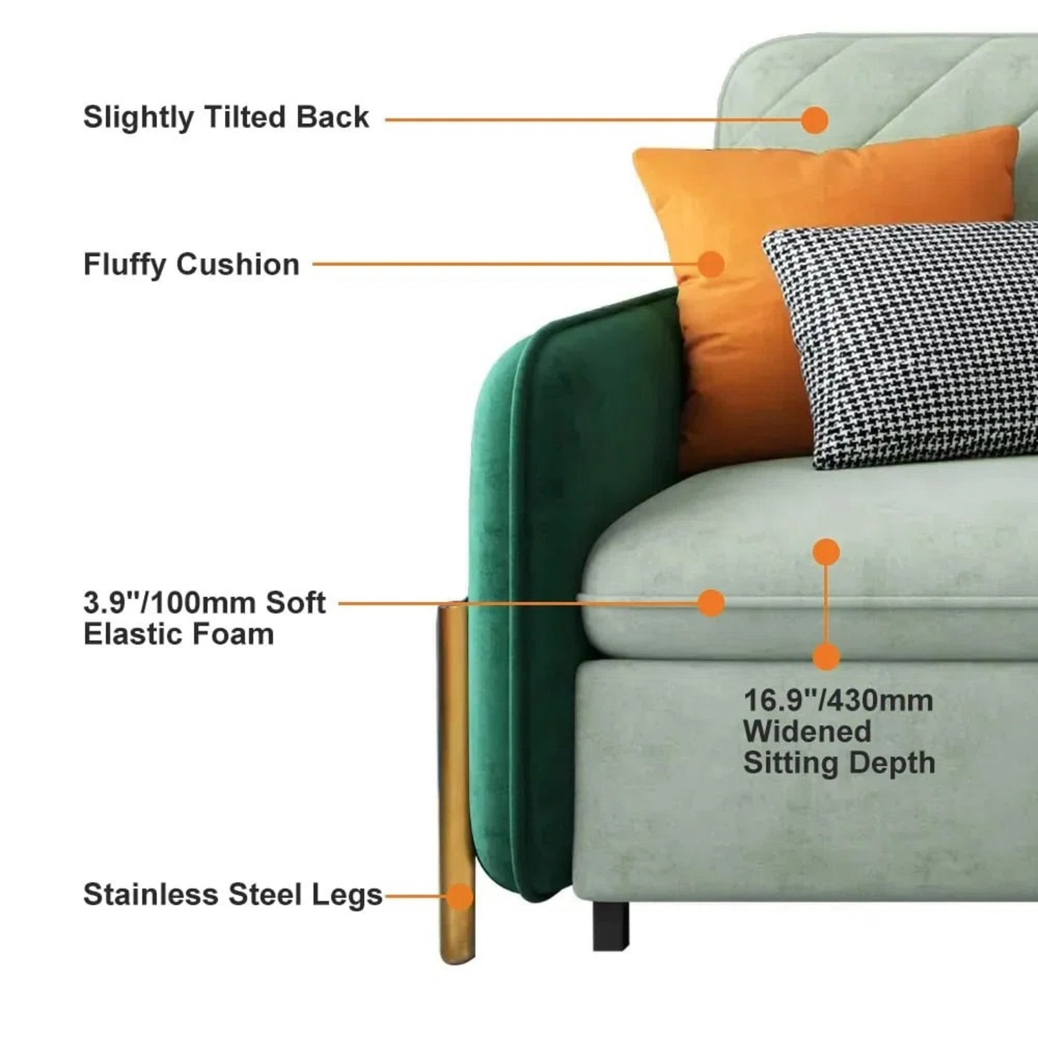 Wayfair Green Velvet Sleeper Sofa Twin 53" - image-4