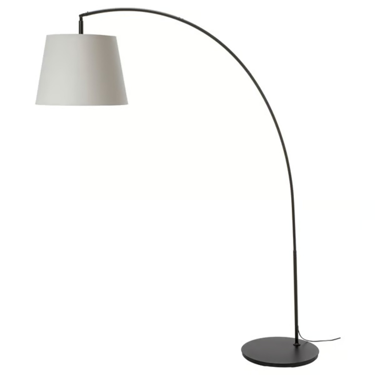IKEA SKAFTET Arc Floor Lamp with Gray Fabric Shade - image-4