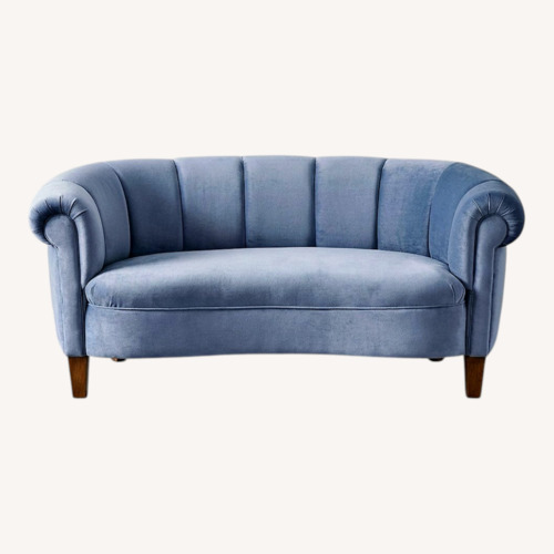 Used Light Gray/Blue Suede 2 Seater Sofa for sale on AptDeco