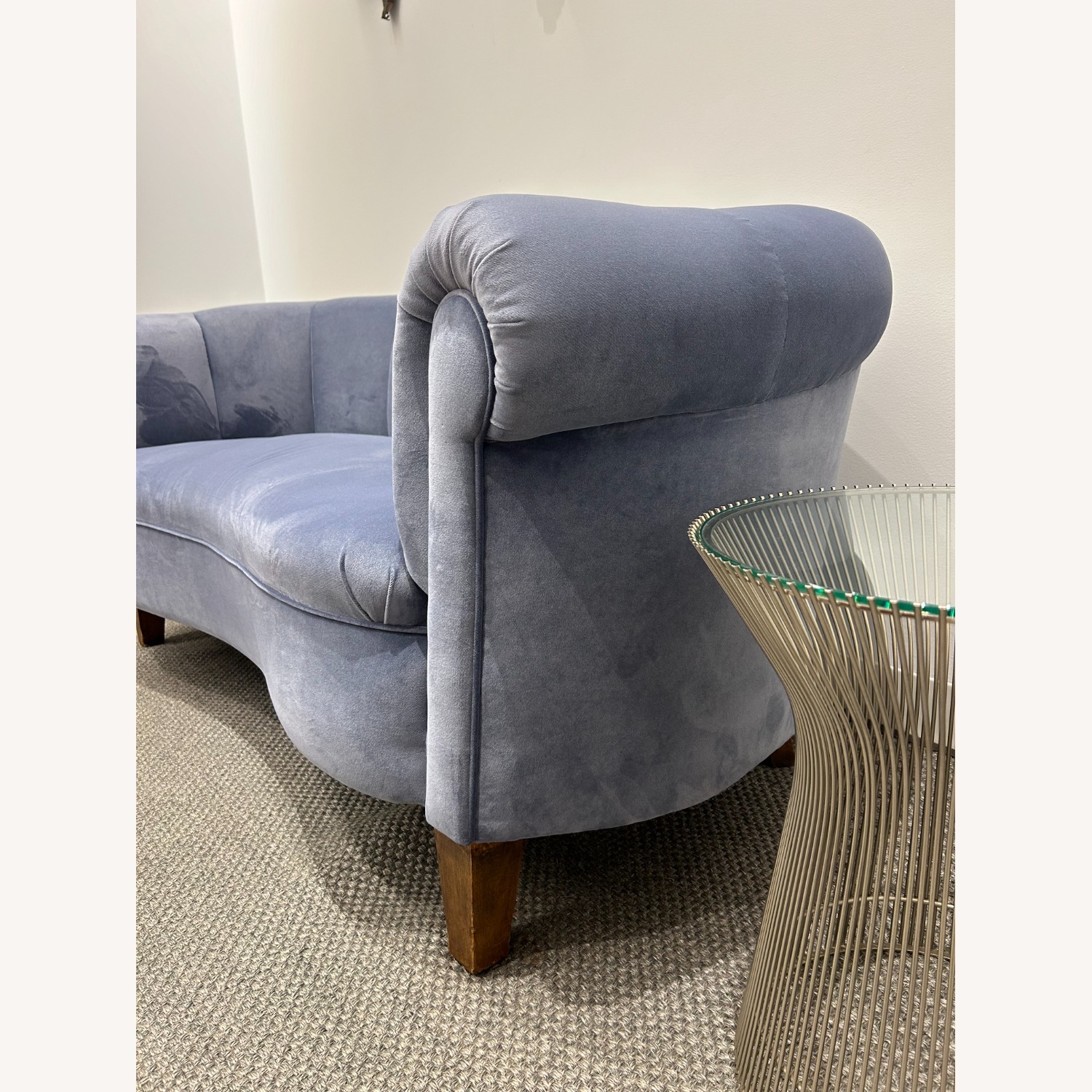 Light Gray/Blue Suede 2 Seater Sofa - image-2