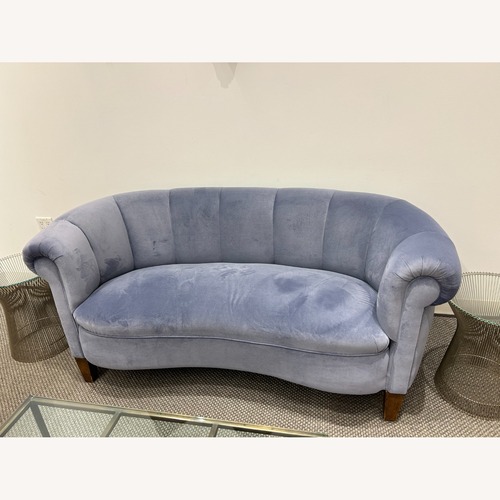 Used Light Gray/Blue Suede 2 Seater Sofa for sale on AptDeco