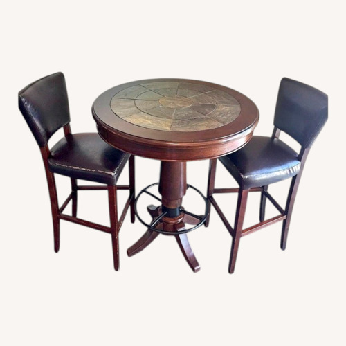 Used Bar Round Table With 2 High Chairs for sale on AptDeco