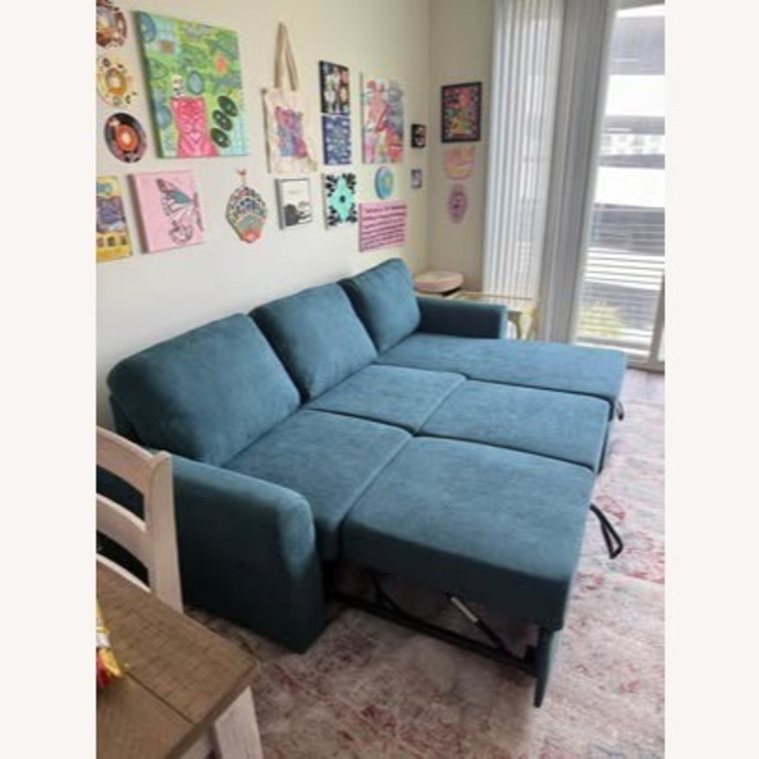 Living Spaces Samantha Blue Fabric Sleeper Sofa - image-2
