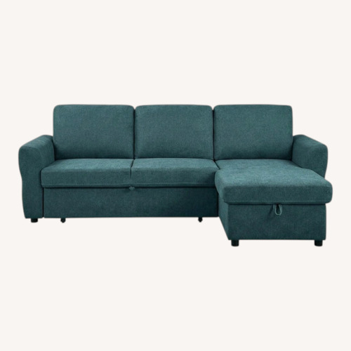 Used Living Spaces Samantha Blue Fabric Sleeper Sofa for sale on AptDeco