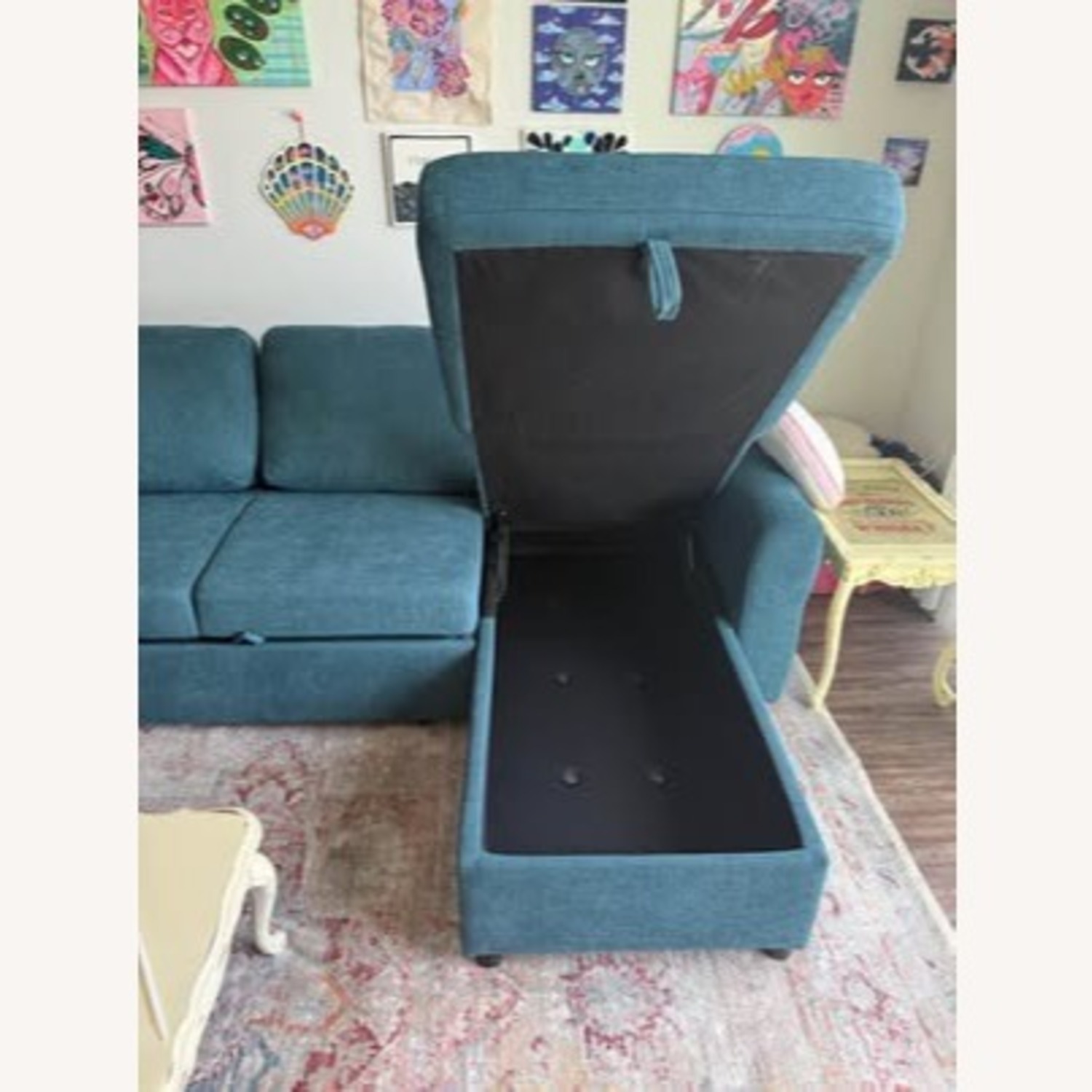Living Spaces Samantha Blue Fabric Sleeper Sofa - image-3