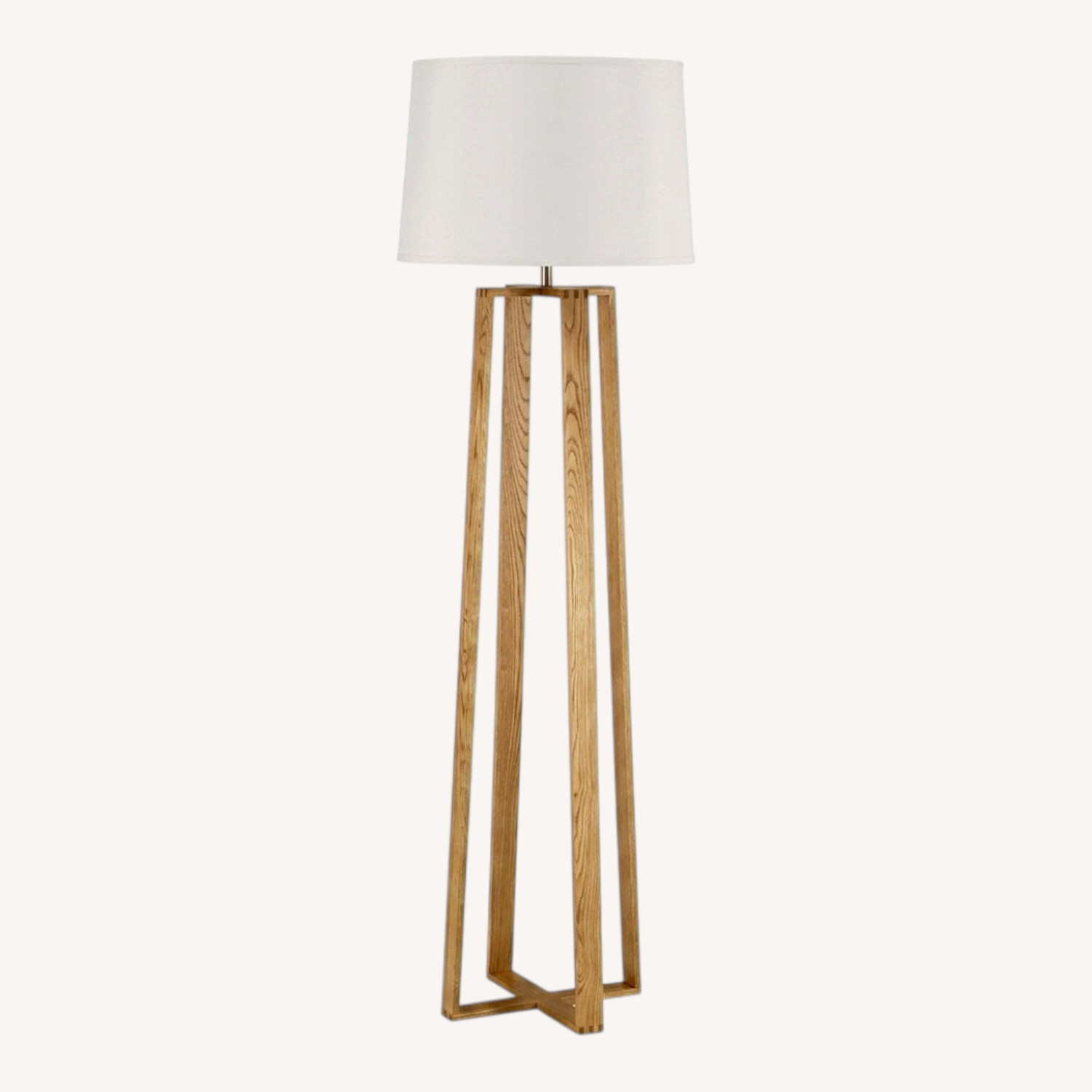Natural Wooden Cross Base Floor Lamp - image-0
