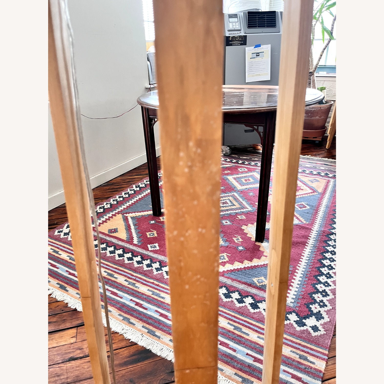 Natural Wooden Cross Base Floor Lamp - image-3