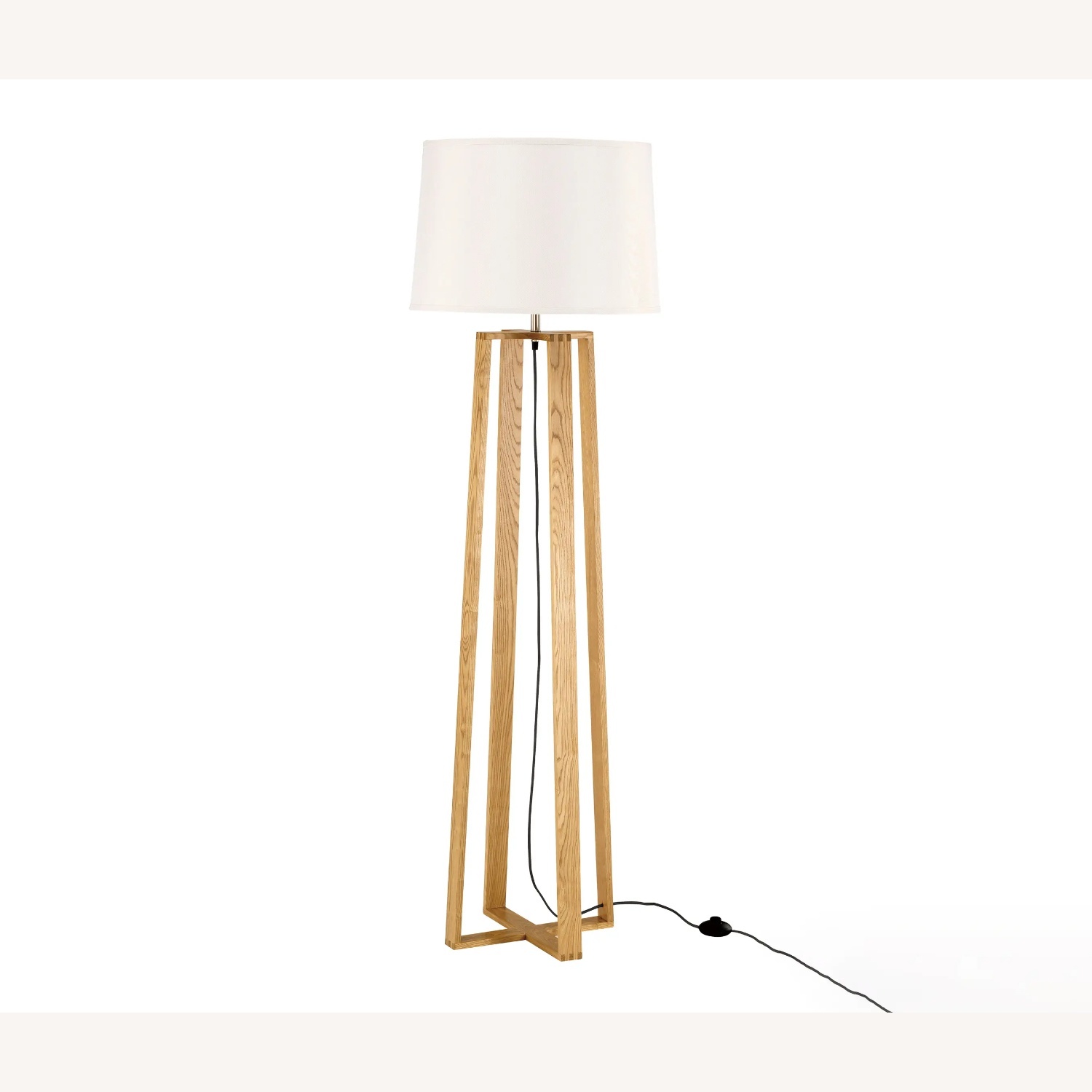 Natural Wooden Cross Base Floor Lamp - image-6