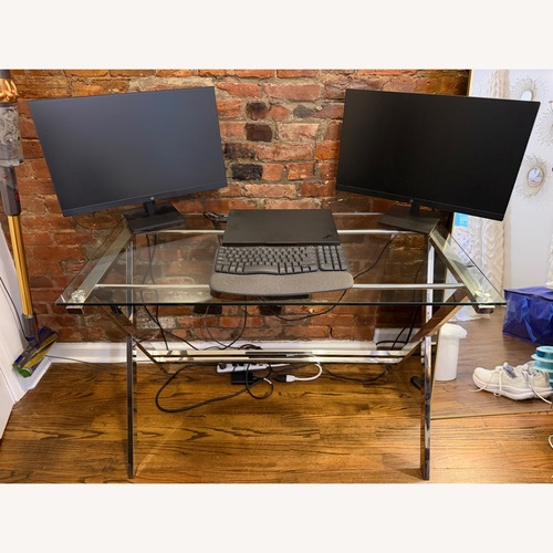 Used Amazon Transparent Glass Desk for sale on AptDeco