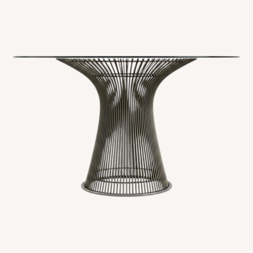 Used Platner-Style Round Glass Dining Table for sale on AptDeco