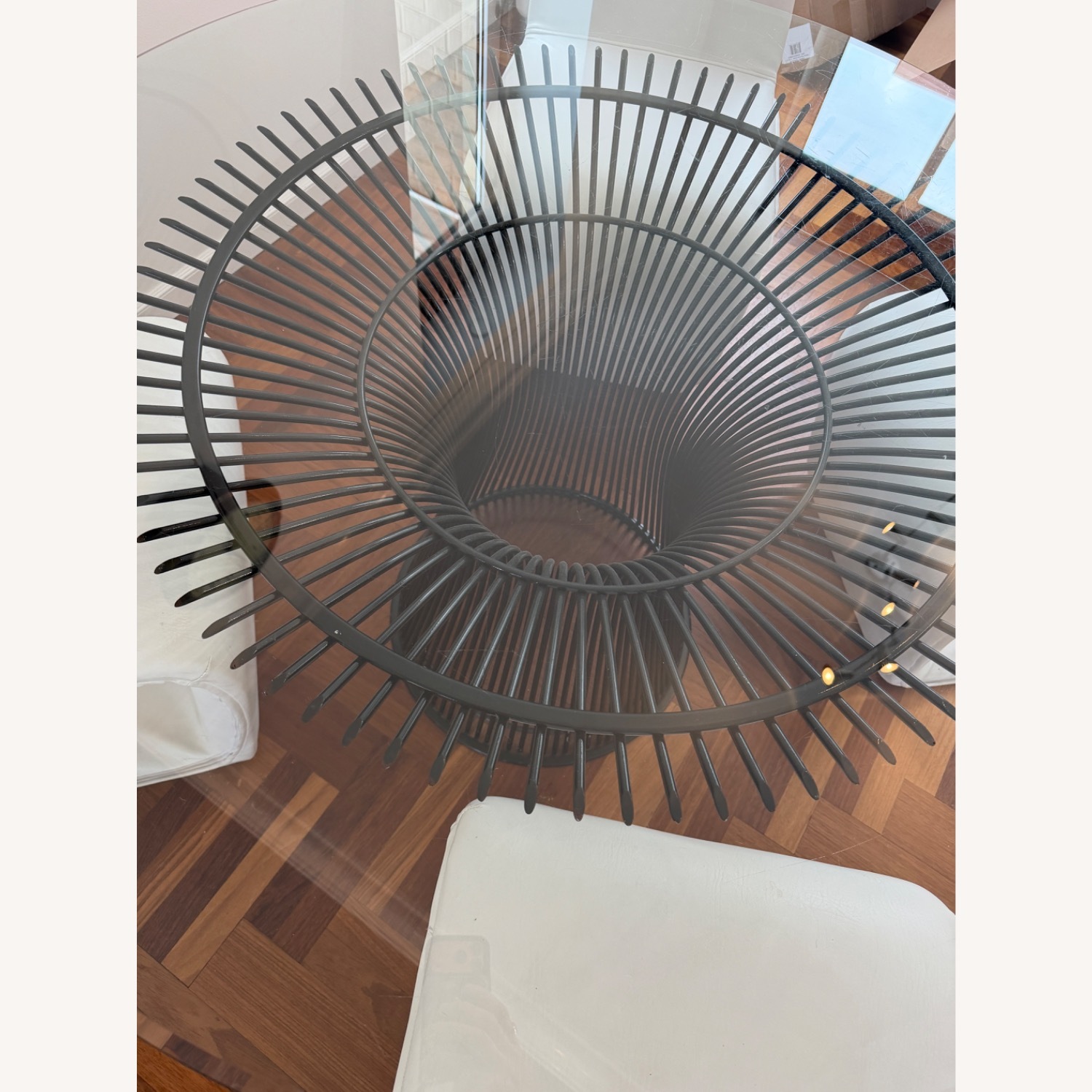 Platner-Style Round Glass Dining Table - image-3