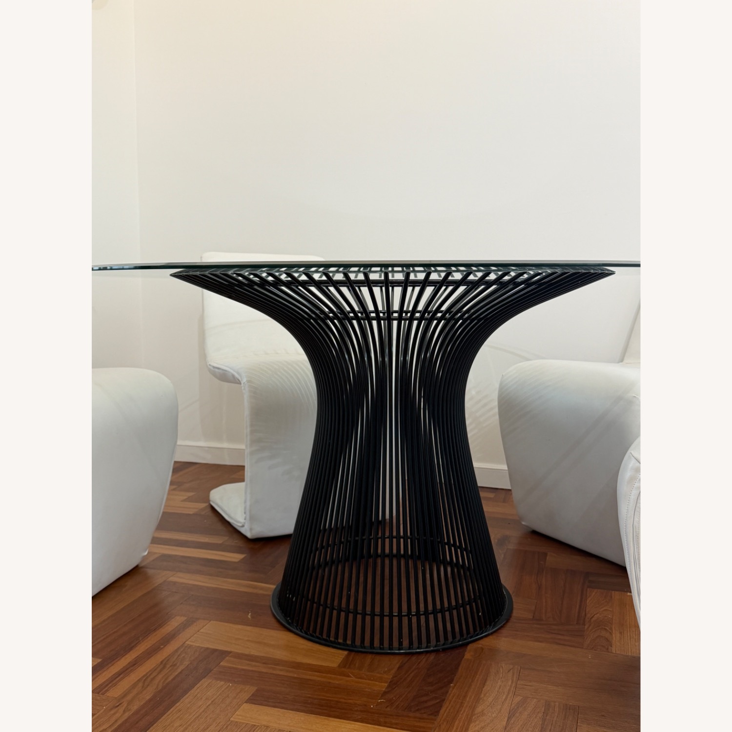 Platner-Style Round Glass Dining Table - image-5
