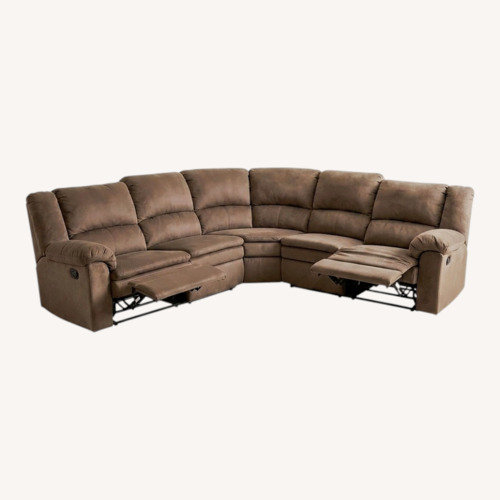 Used Macy's Light Brown Microsuede 3+ Piece Sectional for sale on AptDeco