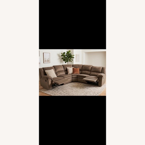 Used Macy's Light Brown Microsuede 3+ Piece Sectional for sale on AptDeco