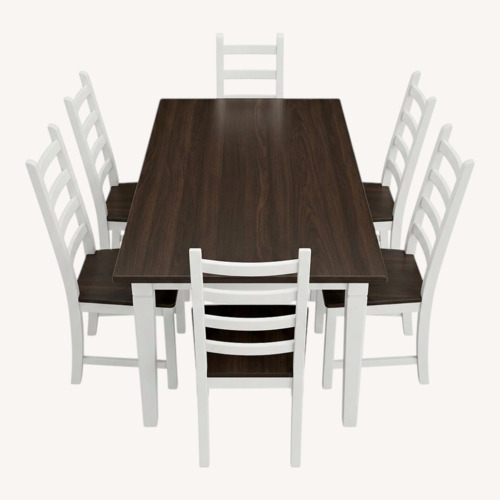 Used Farmhouse Dining Kona Stained Table Set – 6 Chairs for sale on AptDeco