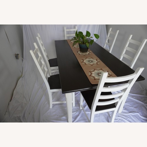 Used Farmhouse Dining Kona Stained Table Set – 6 Chairs for sale on AptDeco