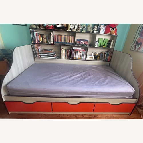Used Light Gray and Orange Wood Daybed for sale on AptDeco