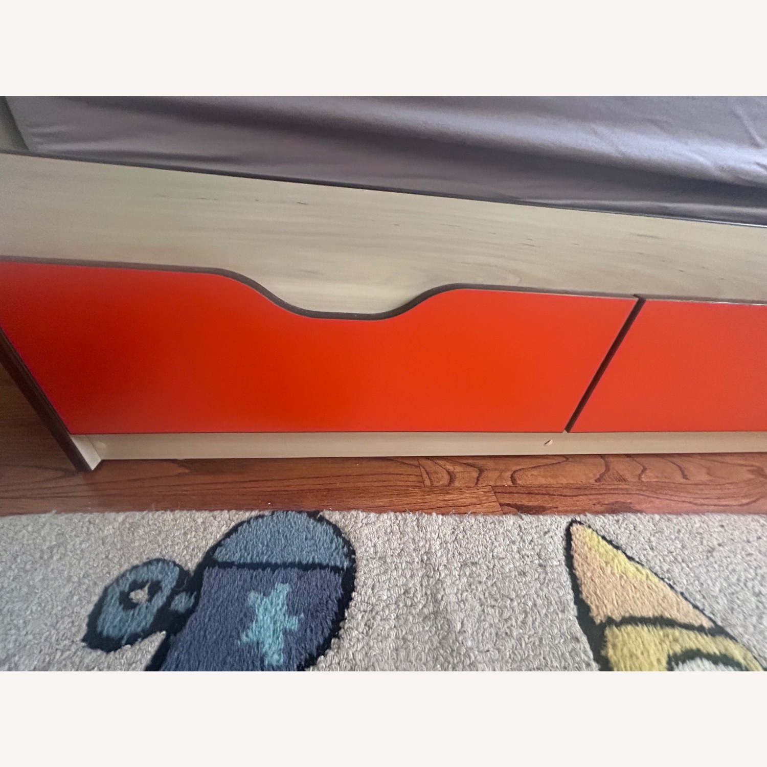 Light Gray and Orange Wood Daybed - image-3