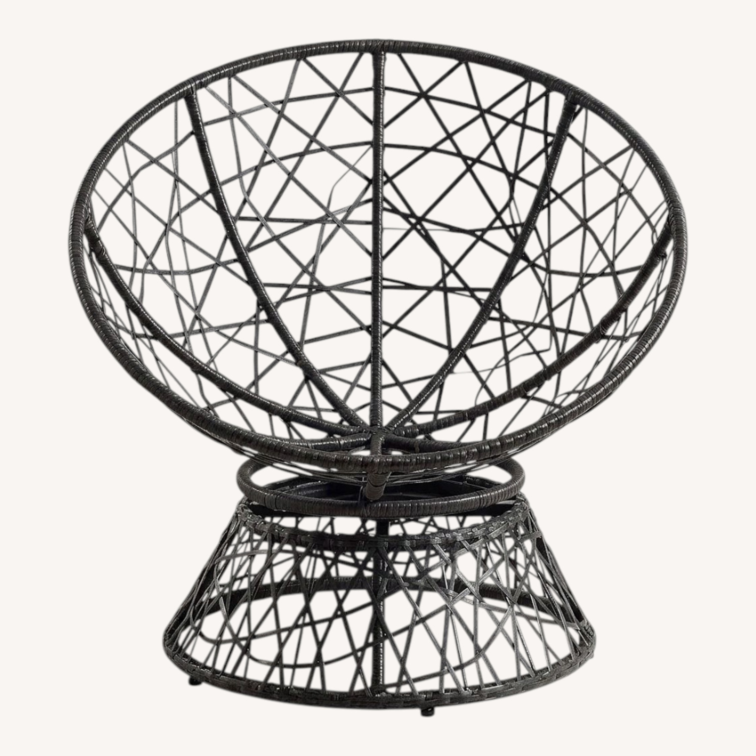 Cozy Wicker Papasan Chair - Brown Frame Gray Cushion - image-0