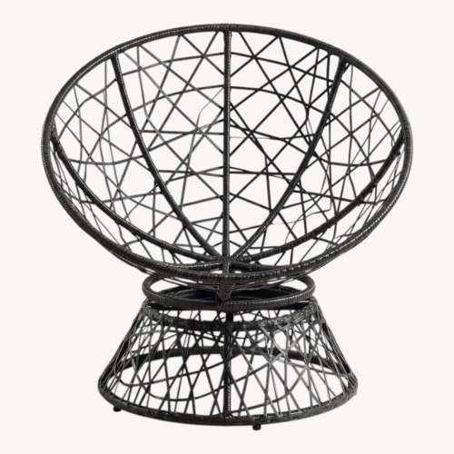 Used Cozy Wicker Papasan Chair - Brown Frame Gray Cushion for sale on AptDeco