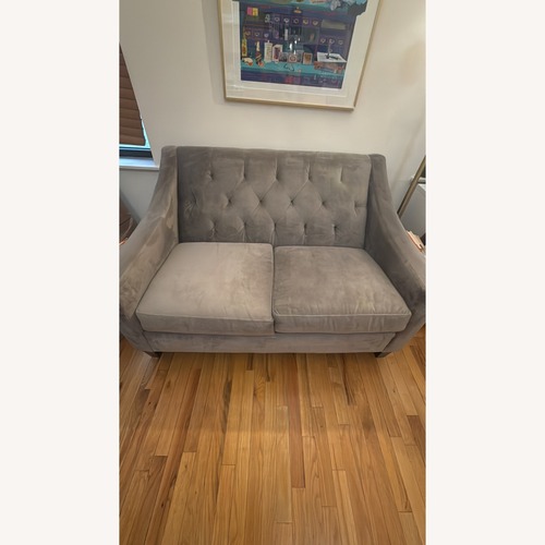 Used Macy's Light Gray Velvet Loveseat for sale on AptDeco