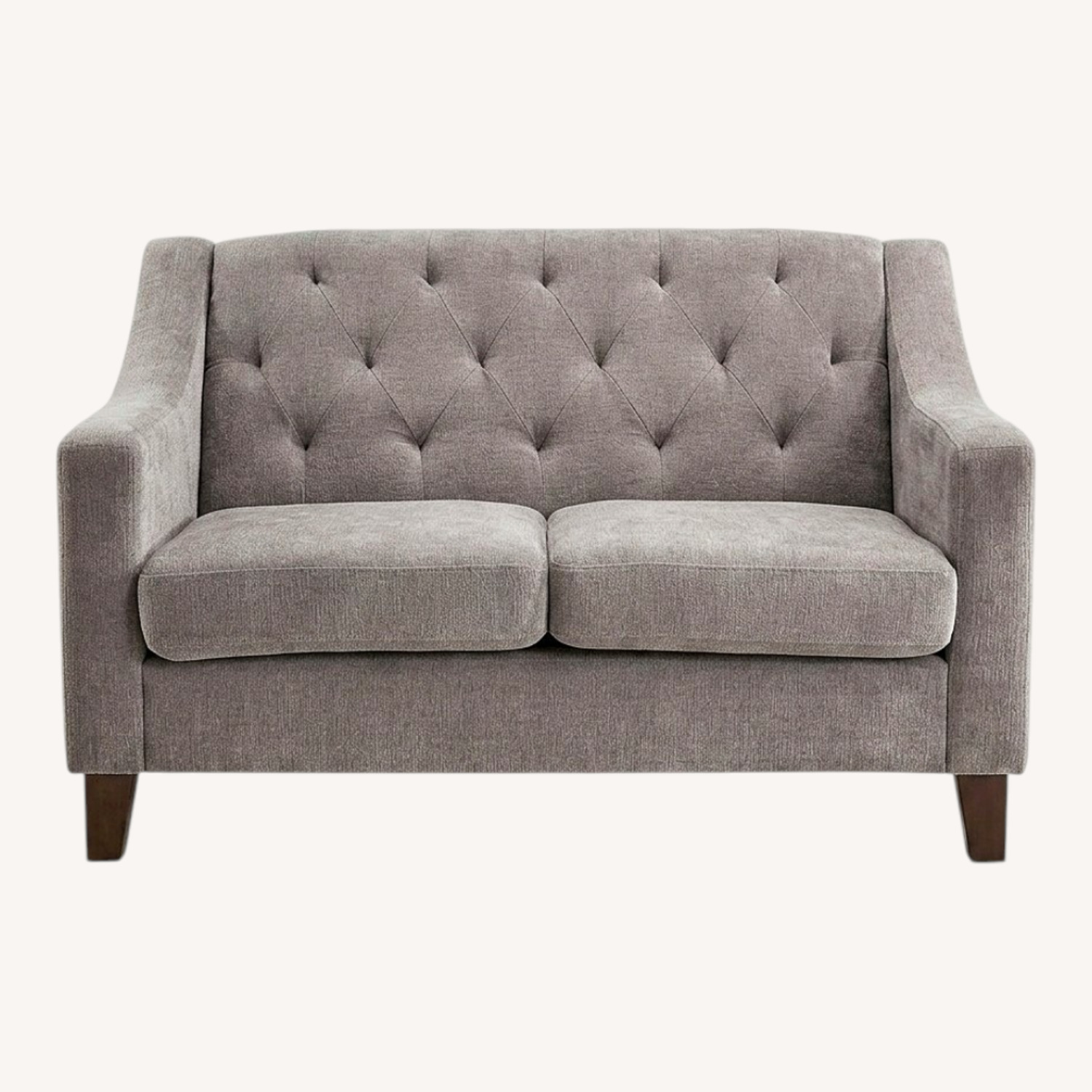 Macy's Light Gray Velvet Loveseat - image-0