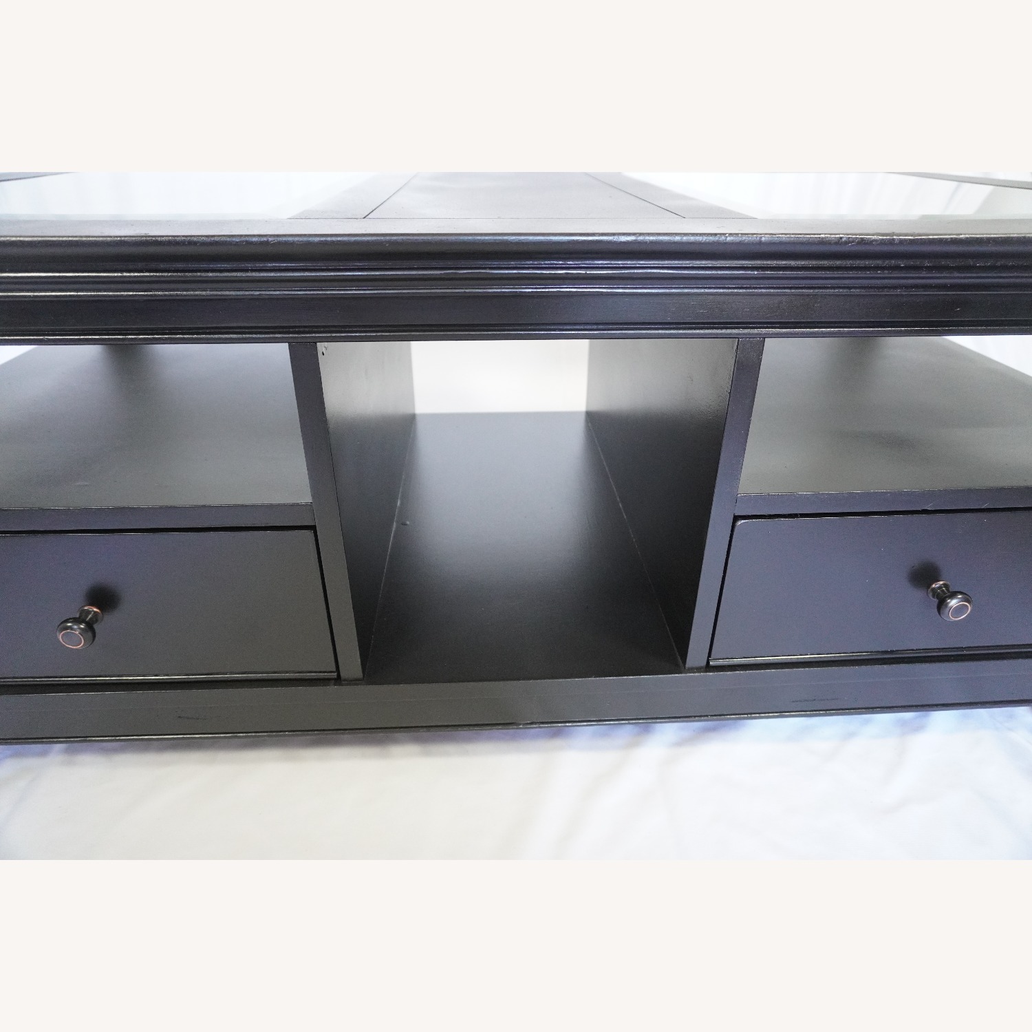 Modern Black Coffee Table – Glass Top, 2 Drawers - image-7