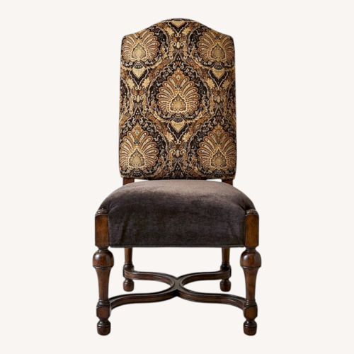 Used 6 Comfortable Dark Brown Fabric Dining Chairs for sale on AptDeco