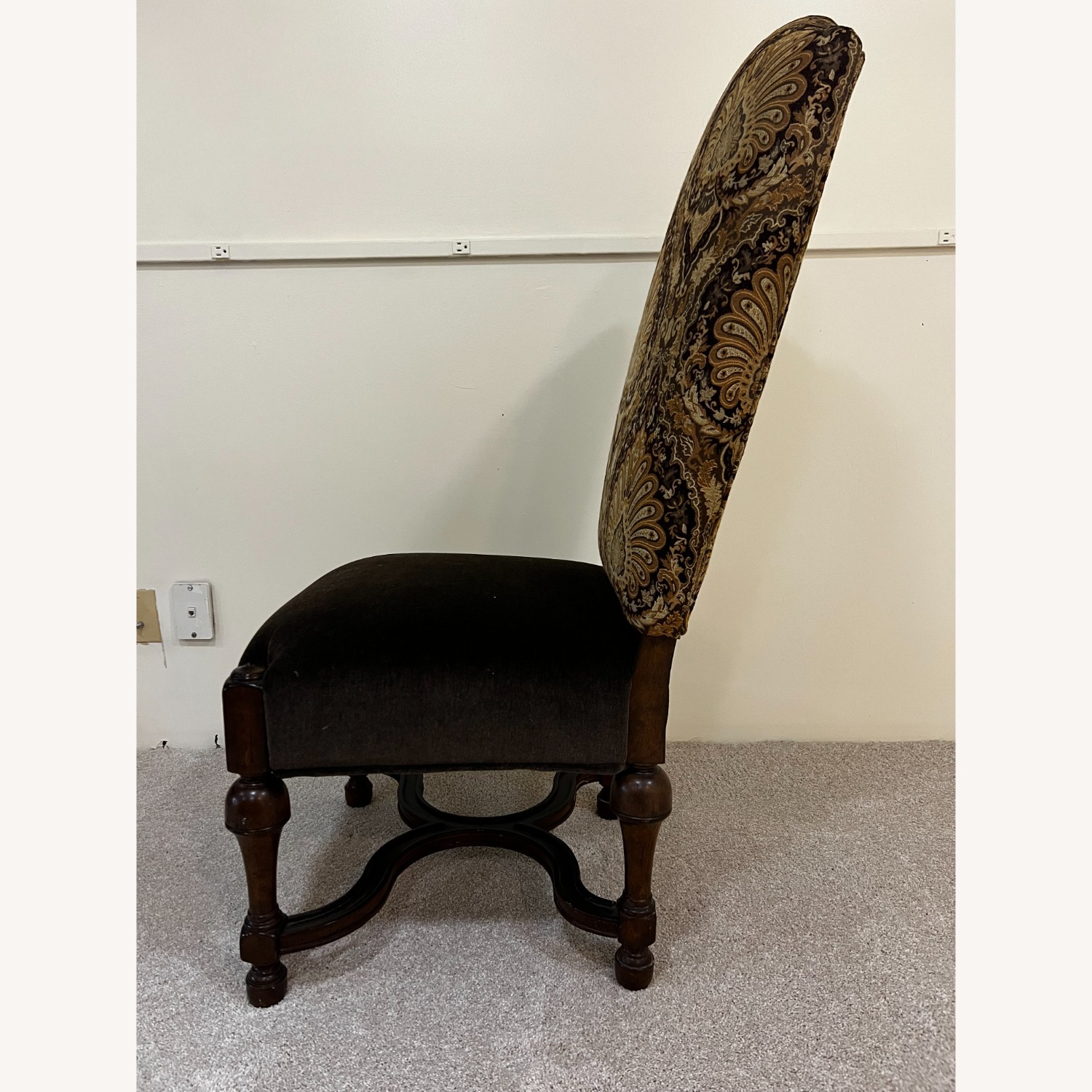 6 Comfortable Dark Brown Fabric Dining Chairs - image-1