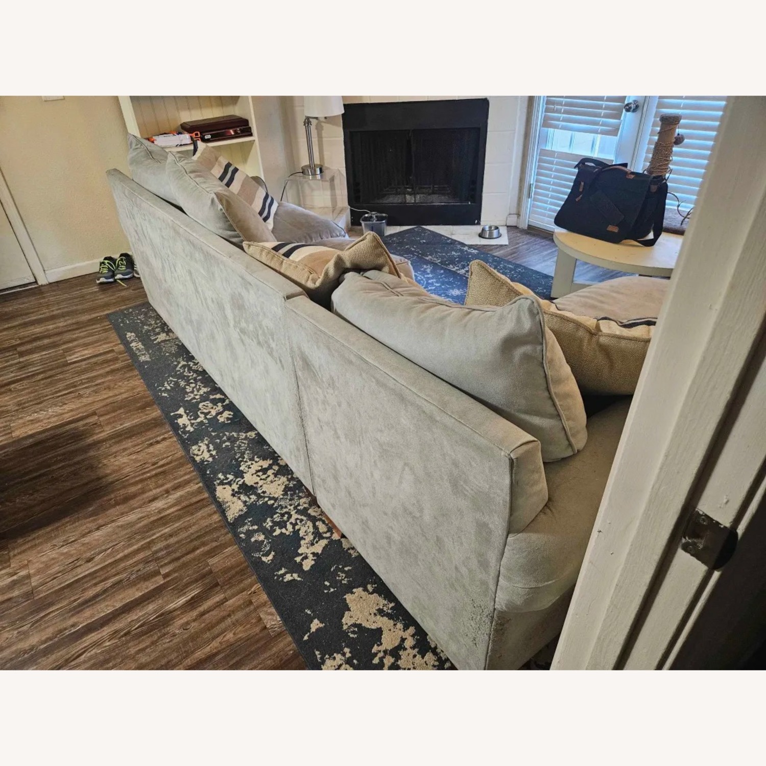 Blue Suede 2 Piece Sectional - image-2