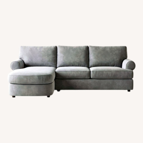 Used Blue Suede 2 Piece Sectional for sale on AptDeco