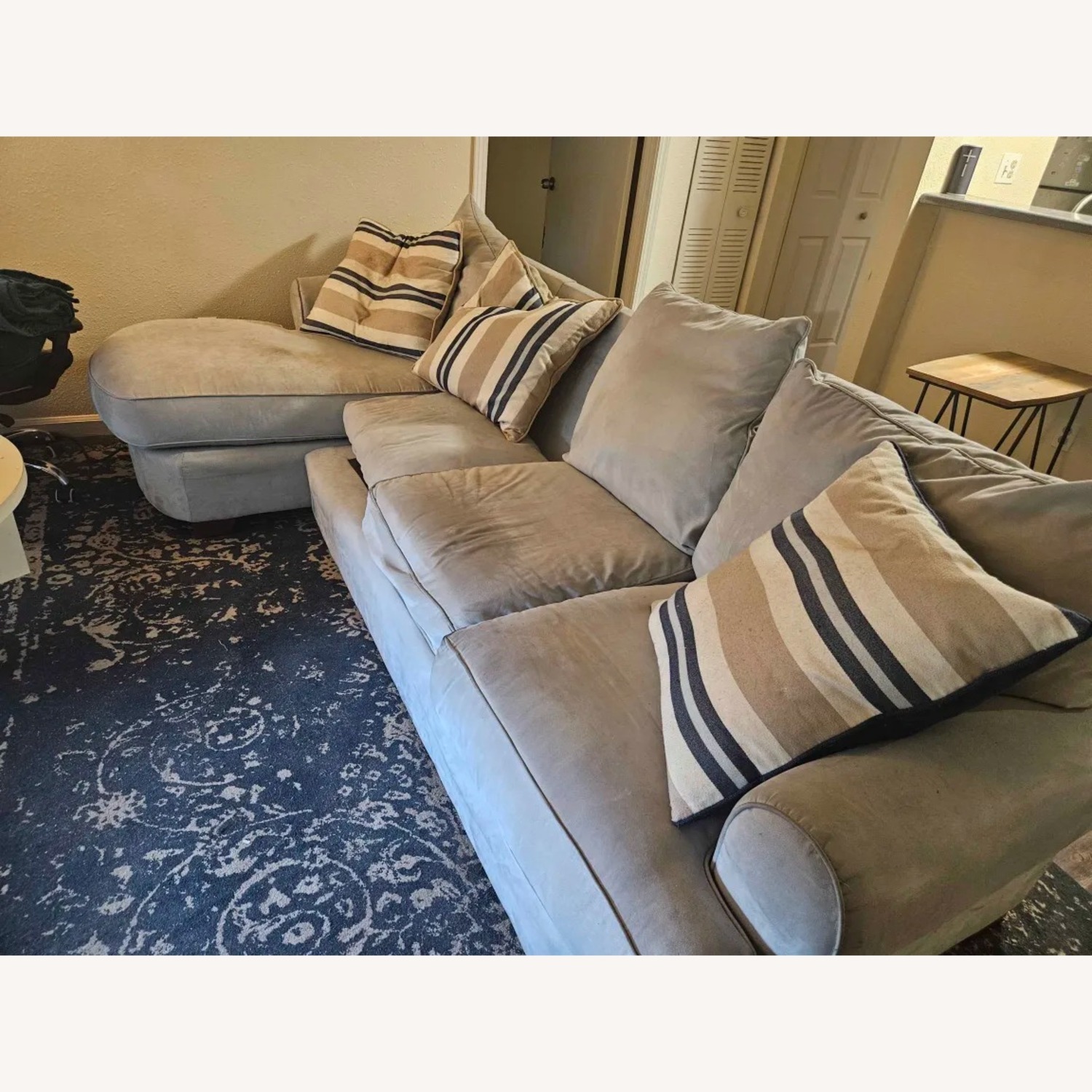 Blue Suede 2 Piece Sectional - image-3