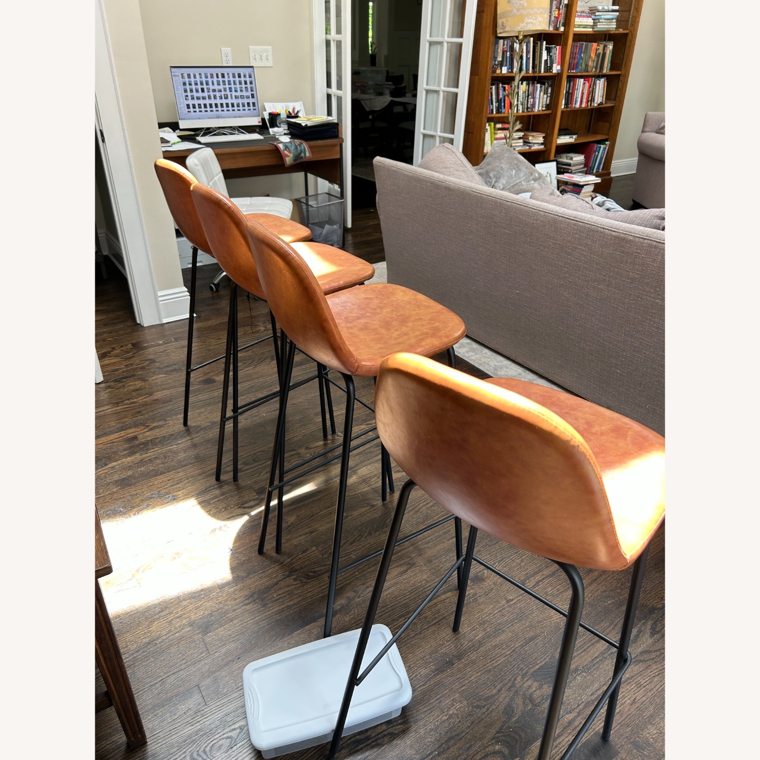 Kody Light Brown Leather Stools - image-2
