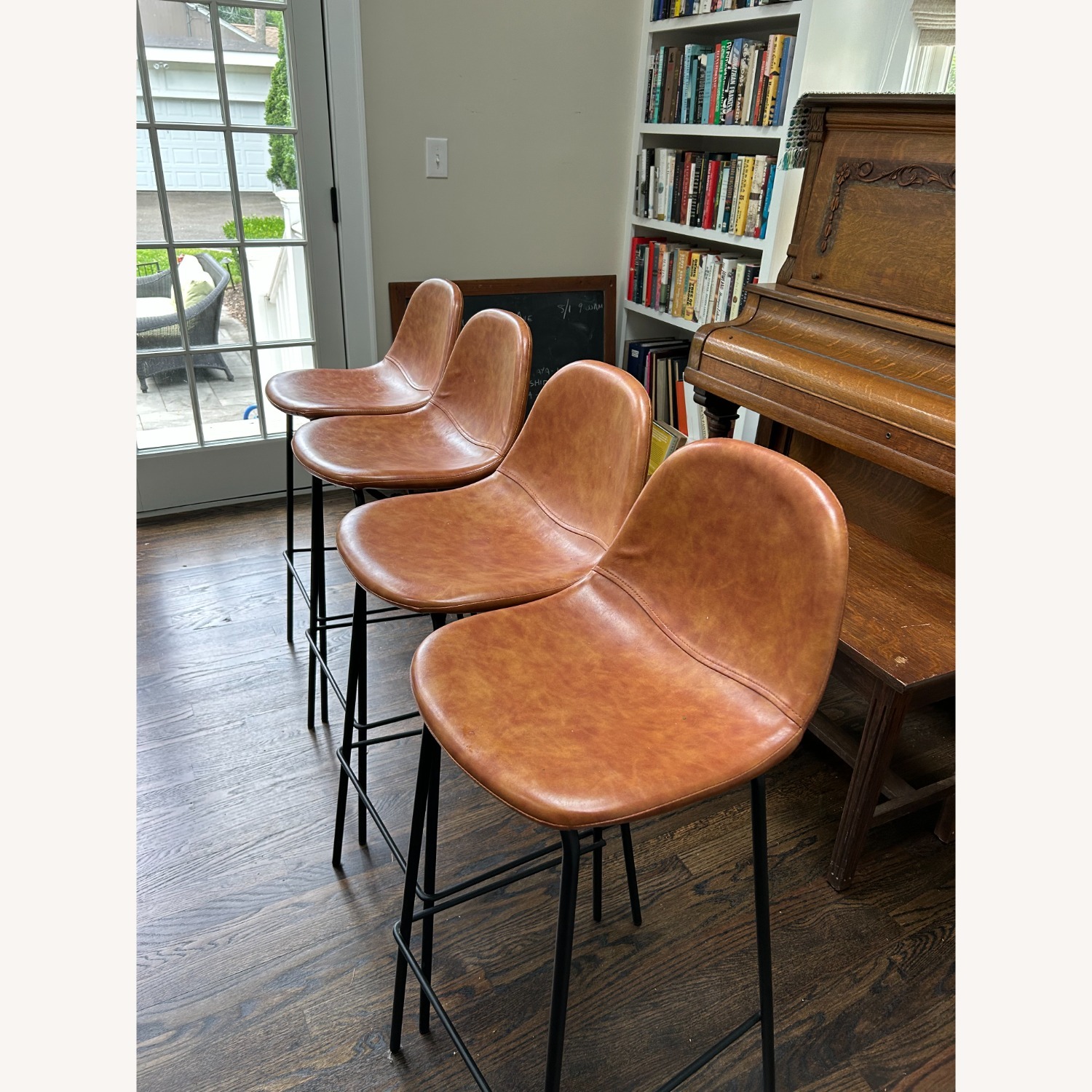 Kody Light Brown Leather Stools - image-3