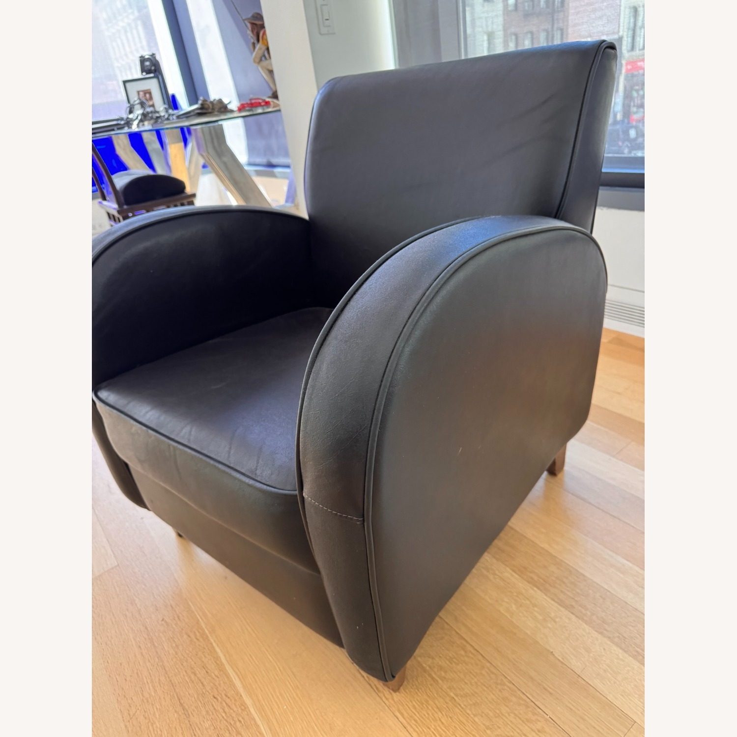 Art Deco Genuine Leather Club Chair  - image-8