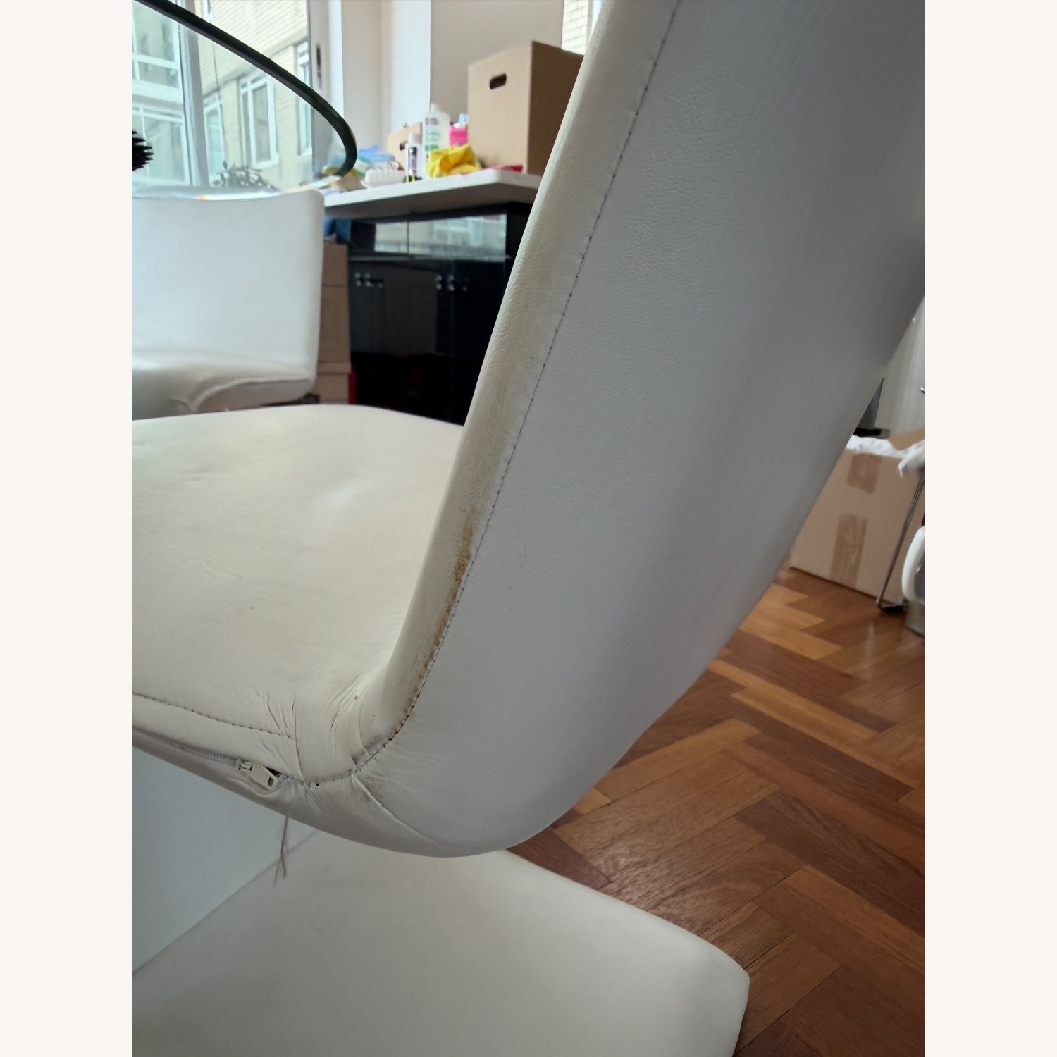 White Faux Leather Dining Chair - image-7