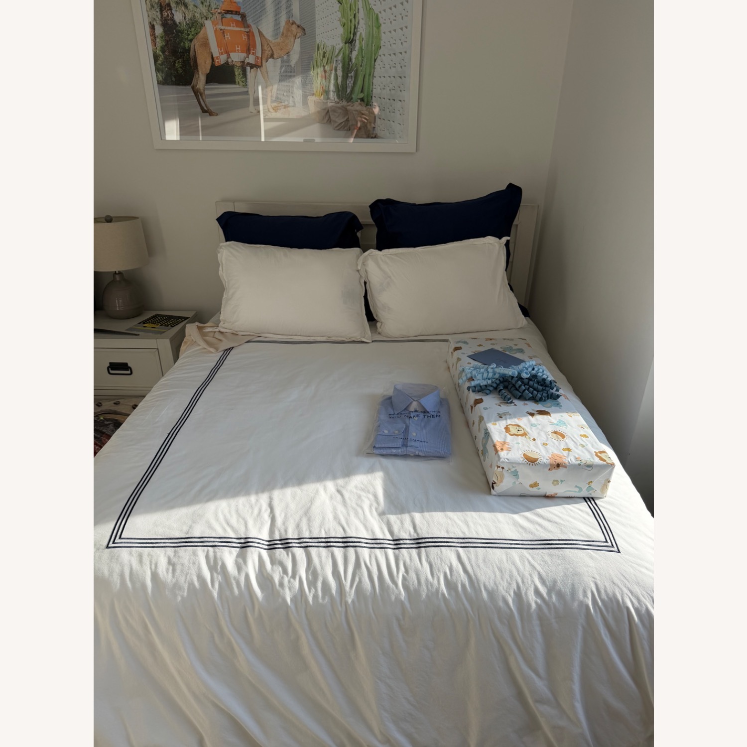 White Wood Queen Bed  - image-3