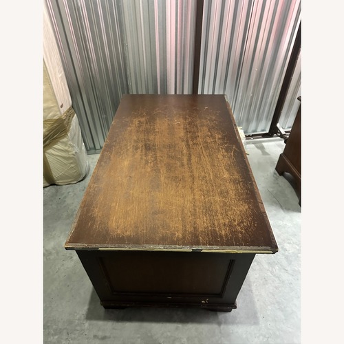 Used Pottery Barn Dark Brown Wood Chest for sale on AptDeco